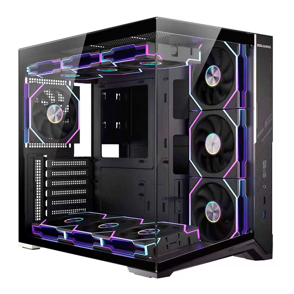 Gabinete Gamer Esgaming Zero Max, Mid Tower, M-ATX, Frontal e Lateral em Vidro Temperado, Sem Fans, Preto - Zero Max BK