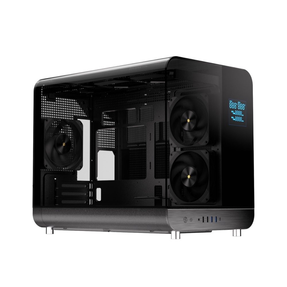 Imagem 5 de 14 do produto Gabinete Gamer Esgaming Aircredt 007, Mid Tower, M-ATX, Frontal e Lateral em Vidro Temperado, Sem Fans, Preto - Aircraft 007-BK