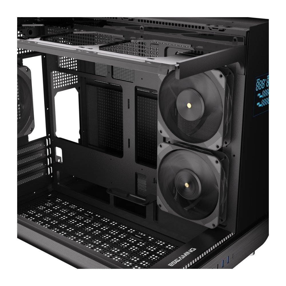 Imagem 7 de 14 do produto Gabinete Gamer Esgaming Aircredt 007, Mid Tower, M-ATX, Frontal e Lateral em Vidro Temperado, Sem Fans, Preto - Aircraft 007-BK