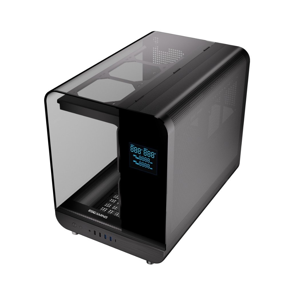 Imagem 6 de 14 do produto Gabinete Gamer Esgaming Aircredt 007, Mid Tower, M-ATX, Frontal e Lateral em Vidro Temperado, Sem Fans, Preto - Aircraft 007-BK