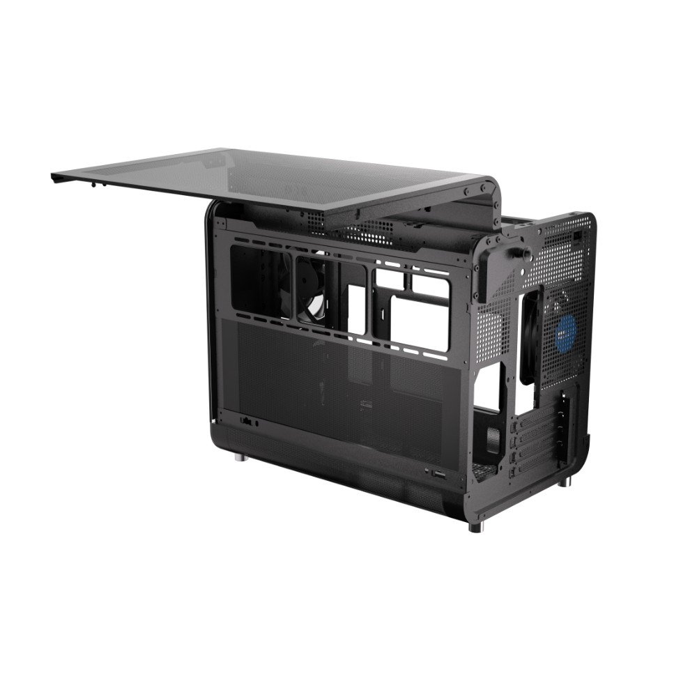 Imagem 8 de 14 do produto Gabinete Gamer Esgaming Aircredt 007, Mid Tower, M-ATX, Frontal e Lateral em Vidro Temperado, Sem Fans, Preto - Aircraft 007-BK