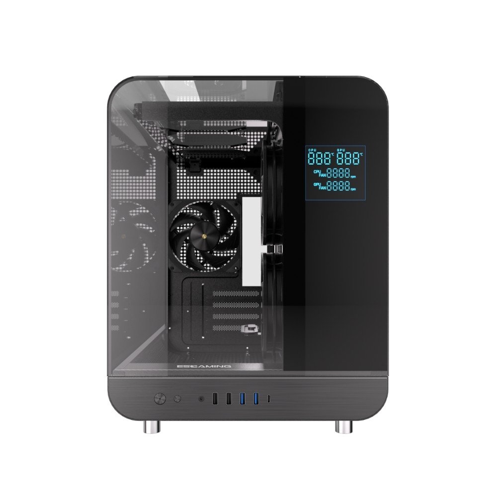 Imagem 10 de 14 do produto Gabinete Gamer Esgaming Aircredt 007, Mid Tower, M-ATX, Frontal e Lateral em Vidro Temperado, Sem Fans, Preto - Aircraft 007-BK