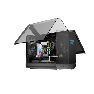 Gabinete Gamer Esgaming Aircredt 007, Mid Tower, M-ATX, Frontal e Lateral em Vidro Temperado, Sem Fans, Preto - Aircraft 007-BK