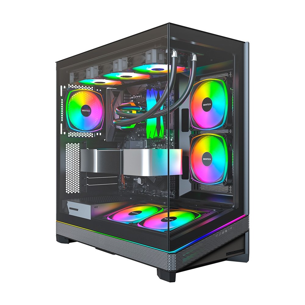 Gabinete Gamer Montech Sky 3, Mid Tower, Vidro Temperado, 4 Fans ARGB, ATX, Preto - SKY3B