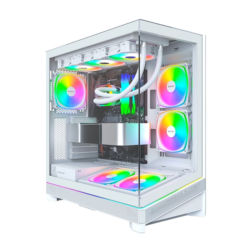Gabinete Gamer Montech Sky 3, Mid Tower, Vidro Temperado, 4 Fans ARGB, ATX, Branco - SKY3W
