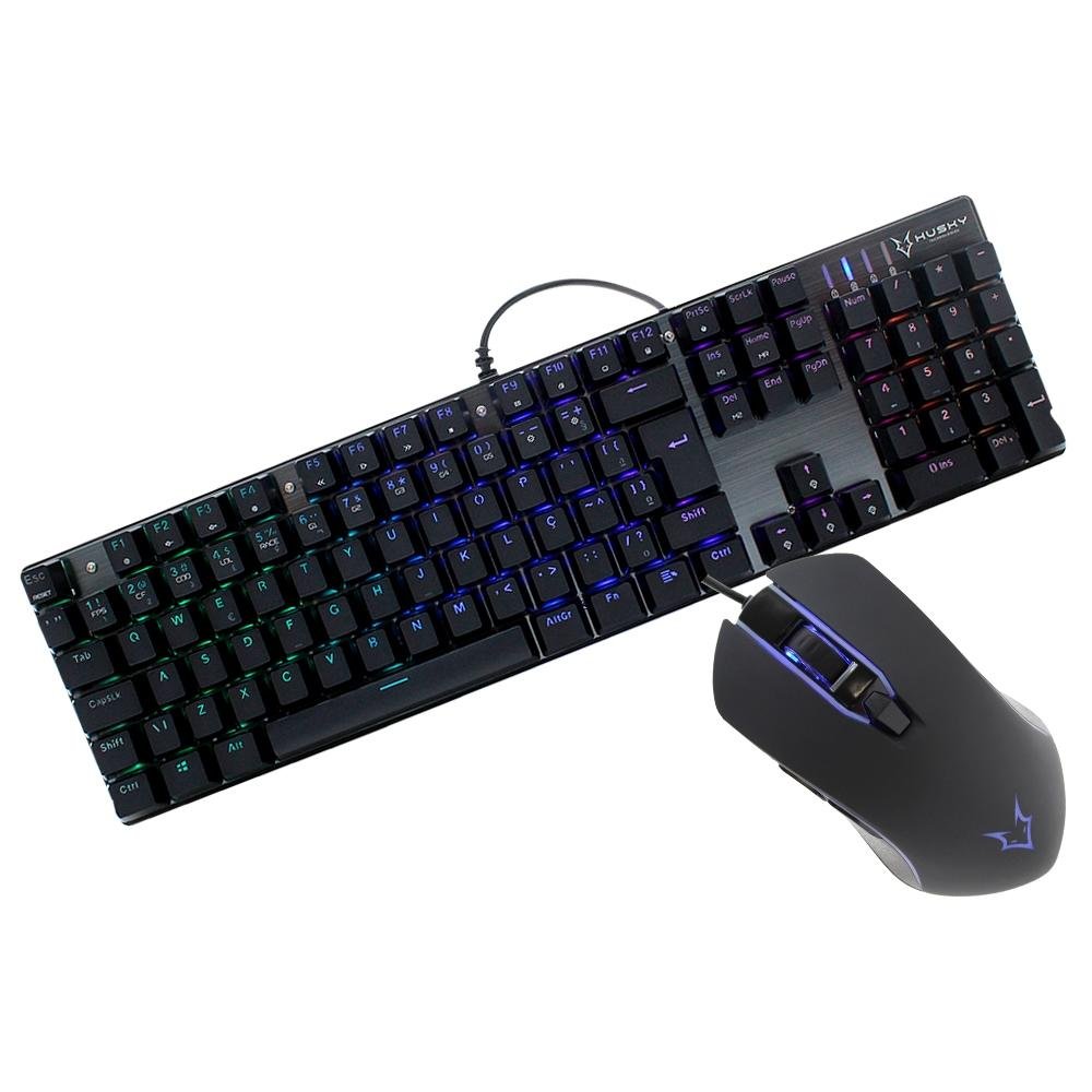 Imagem 3 de 18 do produto Kit Gamer Husky Teclado Mecânico Outemu Blue e Mouse 2400 DPI com LED, Storm - MK-HST-KRGB