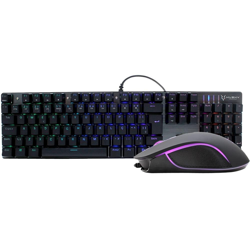 Imagem 2 de 18 do produto Kit Gamer Husky Teclado Mecânico Outemu Blue e Mouse 2400 DPI com LED, Storm - MK-HST-KRGB
