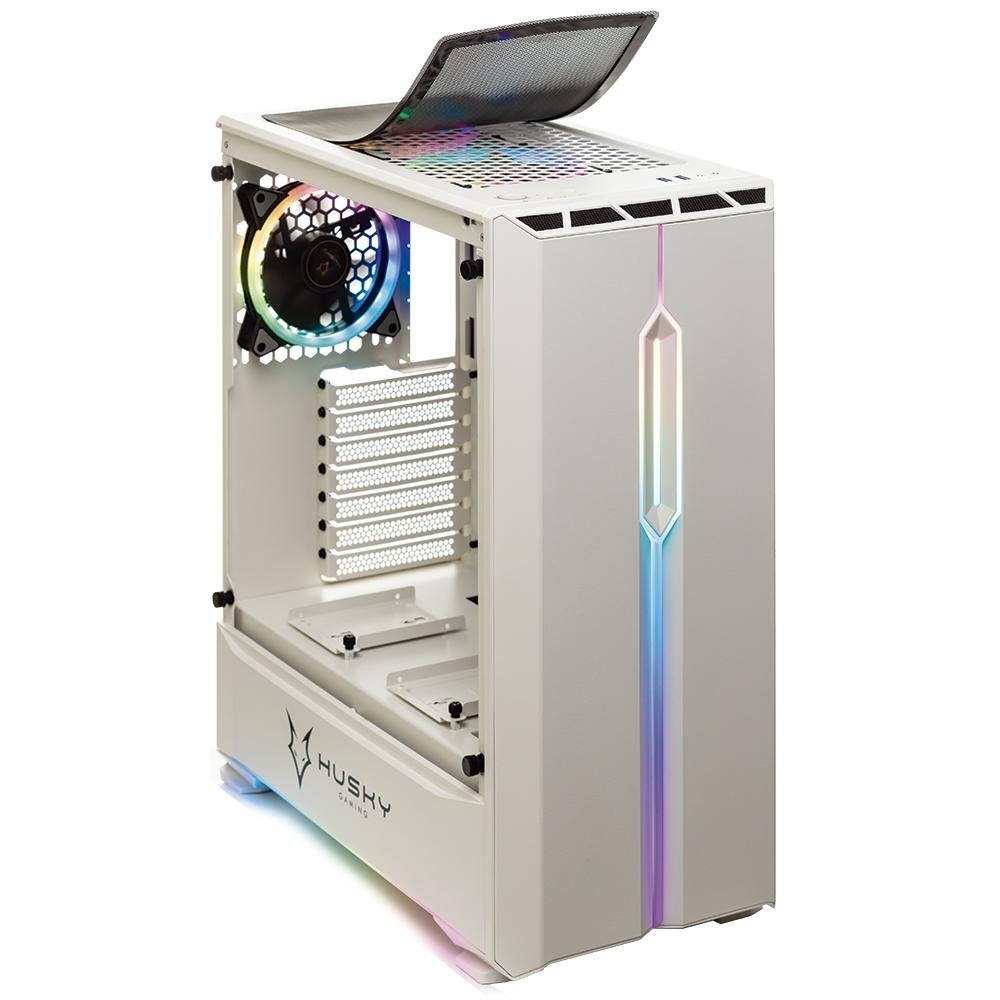 Imagem 2 de 7 do produto Gabinete Gamer Husky Gaming Avalanche, Branco, Mid Tower, 3 Fans RGB, Lateral Vidro de temperado - HGMC003