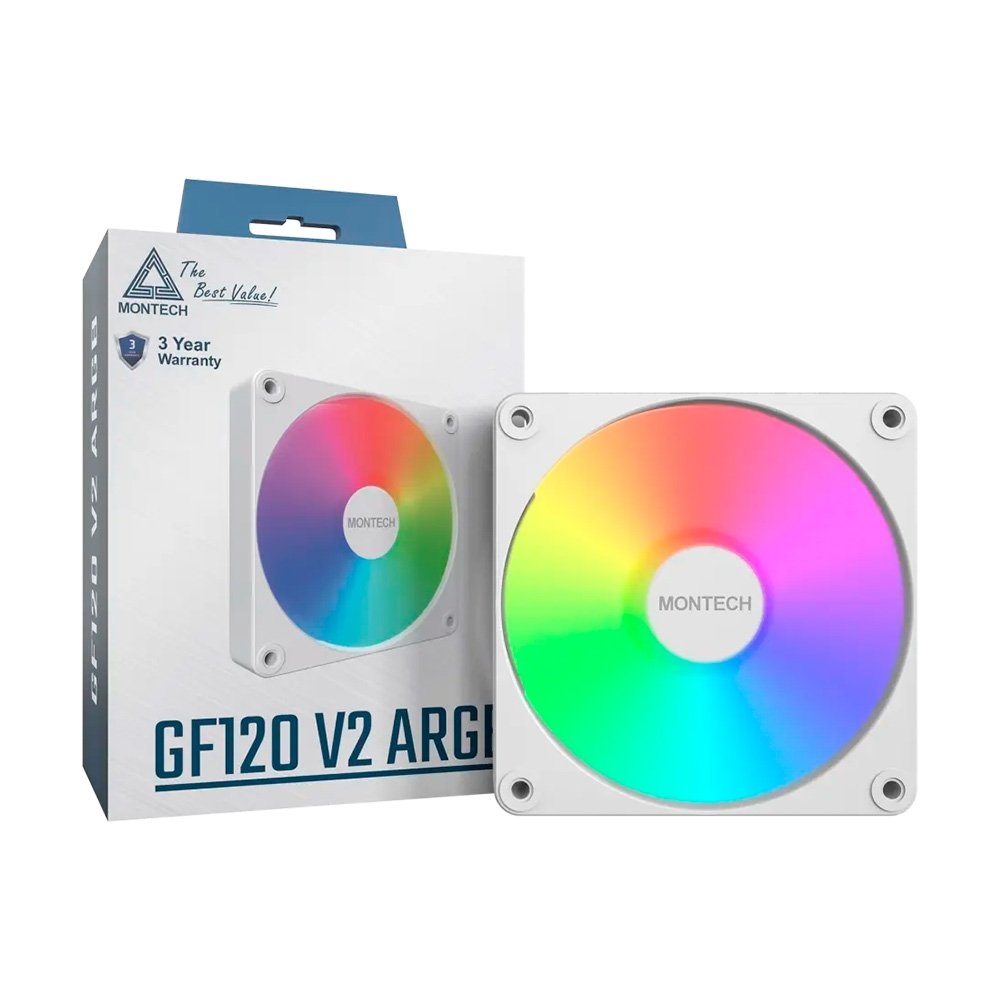 Kit Ventoinhas Montech GF120 V2, ARGB, 3x 120mm, Branco - GF120V2ARGB3PW