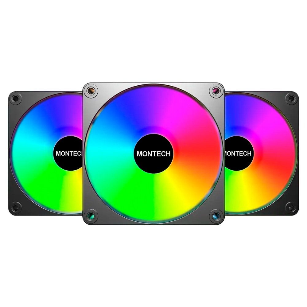 Imagem 3 de 5 do produto Ventoinha Montech GF120R V2, ARGB, Reverse, 120mm, Preto - GF120RV2ARGBB