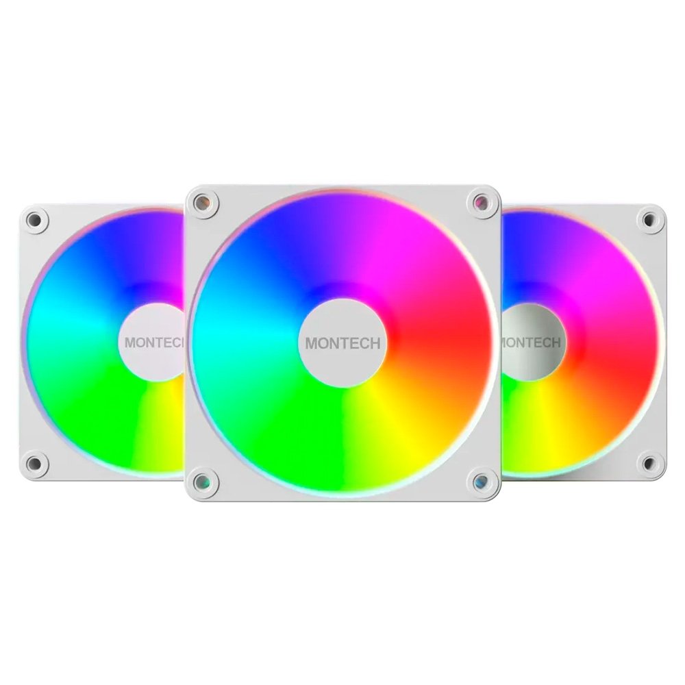 Imagem 3 de 5 do produto Ventoinha Montech GF120R V2, ARGB, Reverse, 120mm, Branco - GF120RV2ARGBW