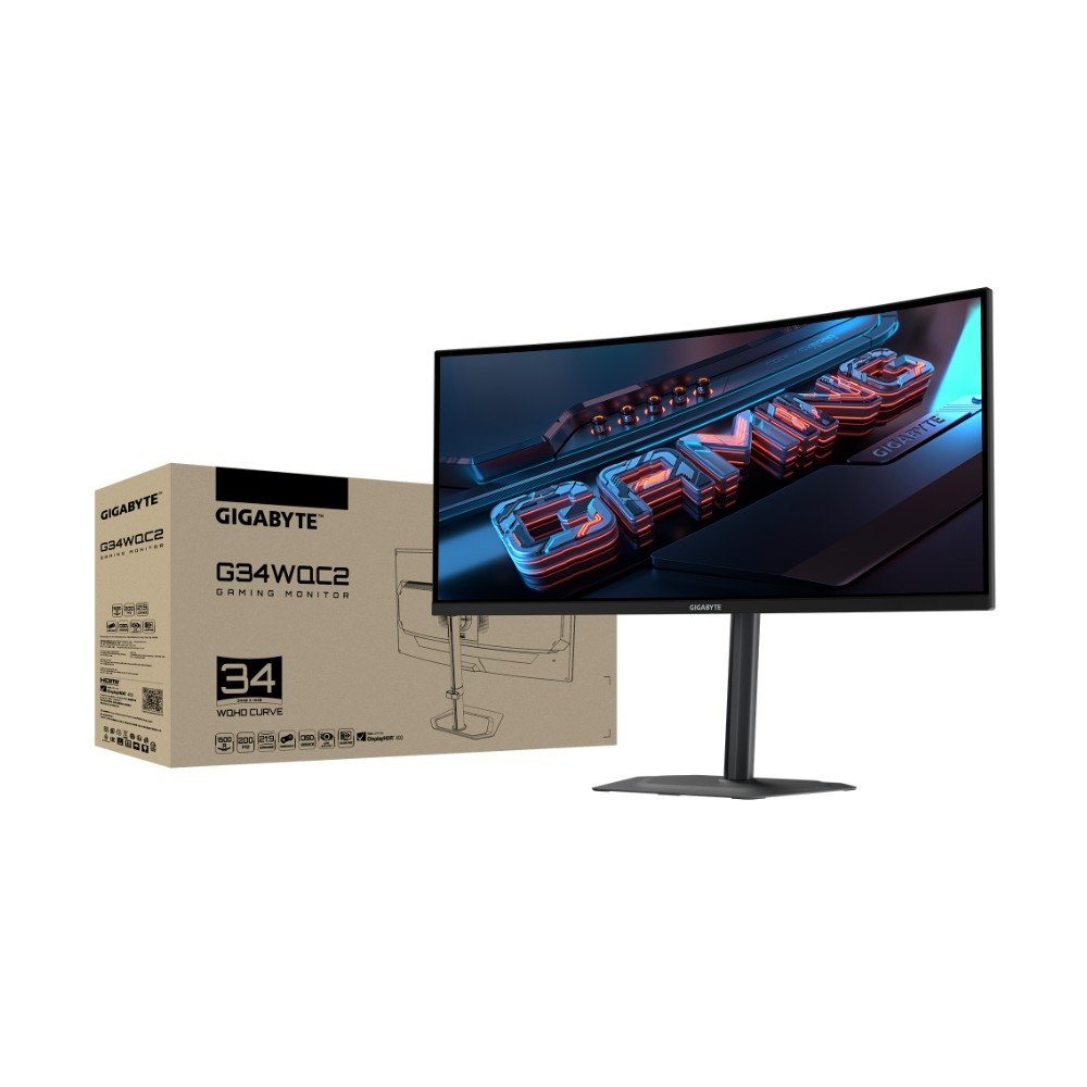 Monitor Gamer Curvo Gigabyte 34, QHD, 200Hz, 1ms, VA, Adaptive-Sync, FreeSync Premium, HDR 400, Som Integrado, Preto - G34WQC2 - view 7