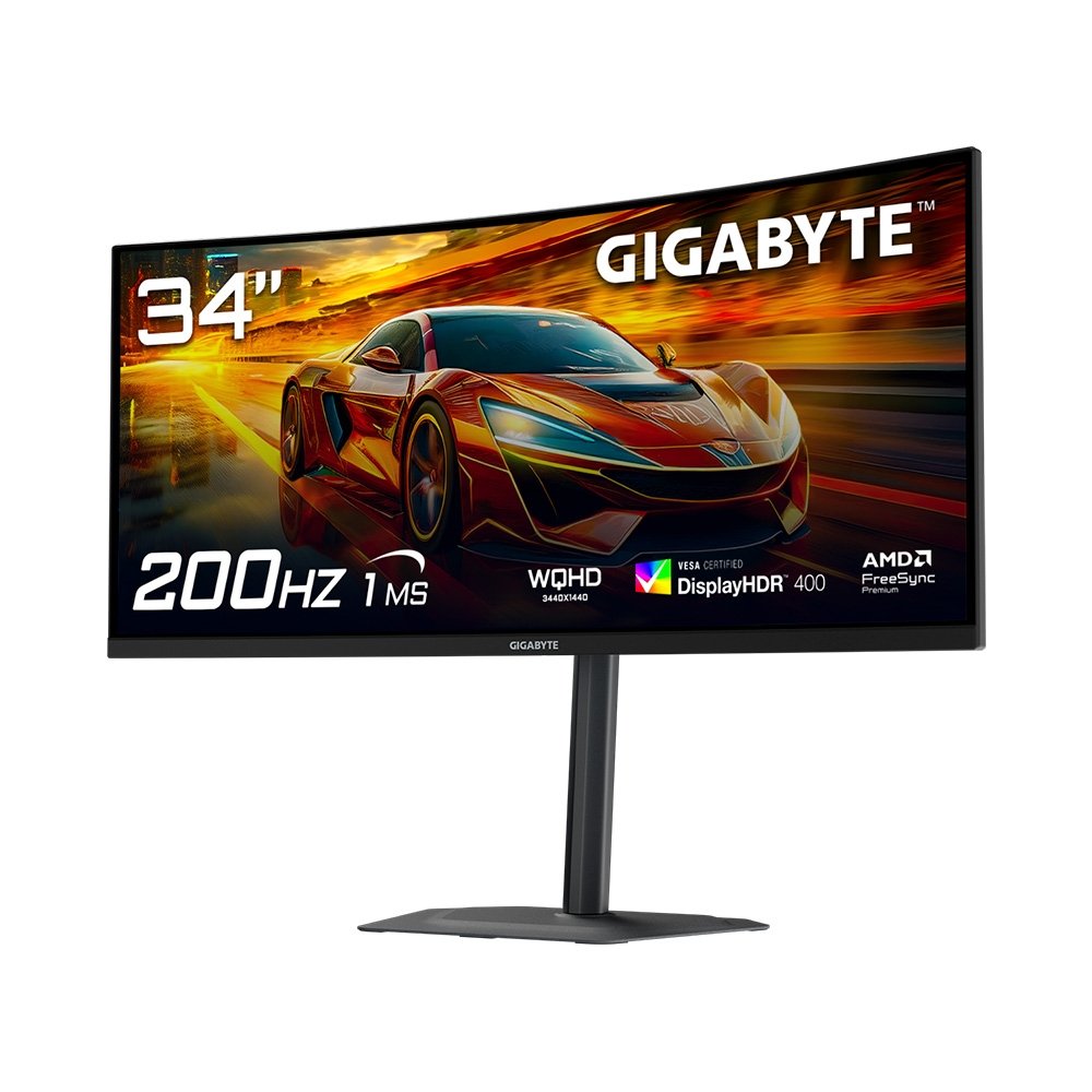 Monitor Gamer Curvo Gigabyte 34", QHD, 200Hz, 1ms, VA, Adaptive-Sync, FreeSync Premium, HDR 400, Som Integrado, Preto - G34WQC2 - view 2