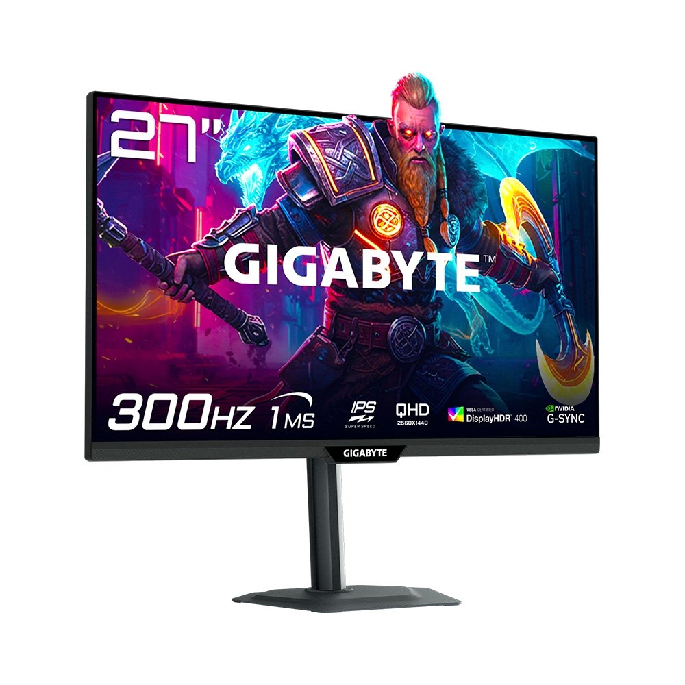 Monitor Gamer Gigabyte 27", QHD, 300Hz, 1ms, IPS, Adaptive-Sync, G-Sync, HDR 400, USB-C, Altura Ajustável, Preto - M27Q3 - view 2