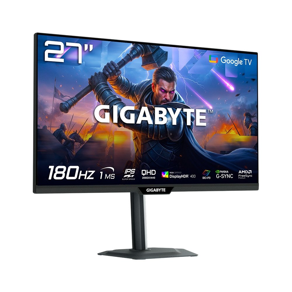 Imagem 3 de 6 do produto Monitor Smart Gigabyte 27", QHD, 180Hz, 1ms, IPS, G-Sync, Adaptive-Sync, FreeSync, HDR 400, USB-C, Som Integrado, Preto - M27QS
