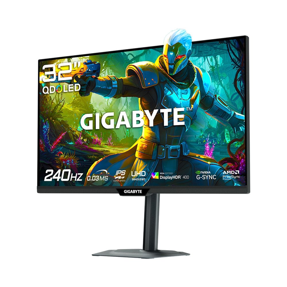 Monitor Gamer Gigabyte QD-OLED 32", 4K, 240Hz, 0.03ms, IA, G-Sync, FreeSync Premium Pro, HDR 400, USB-C, Som Integrado, Preto - MO32U2 - view 2