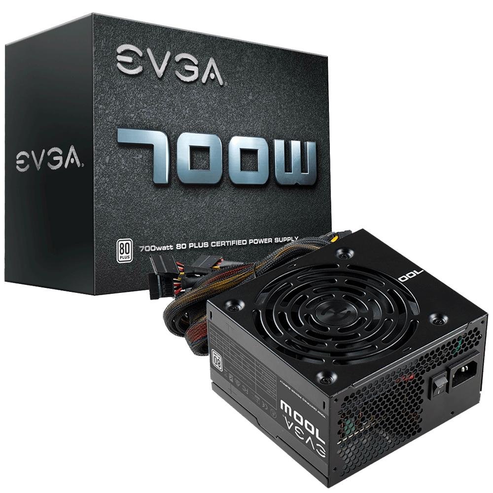 Fonte EVGA, 700W, 80 Plus White, PFC Ativo, Sem Cabo, Preto - 100-W1-0700-K Fonte EVGA, 700W, 80 Plus White, PFC Ativo, Sem Cabo, Preto - 100-W1-0700-K