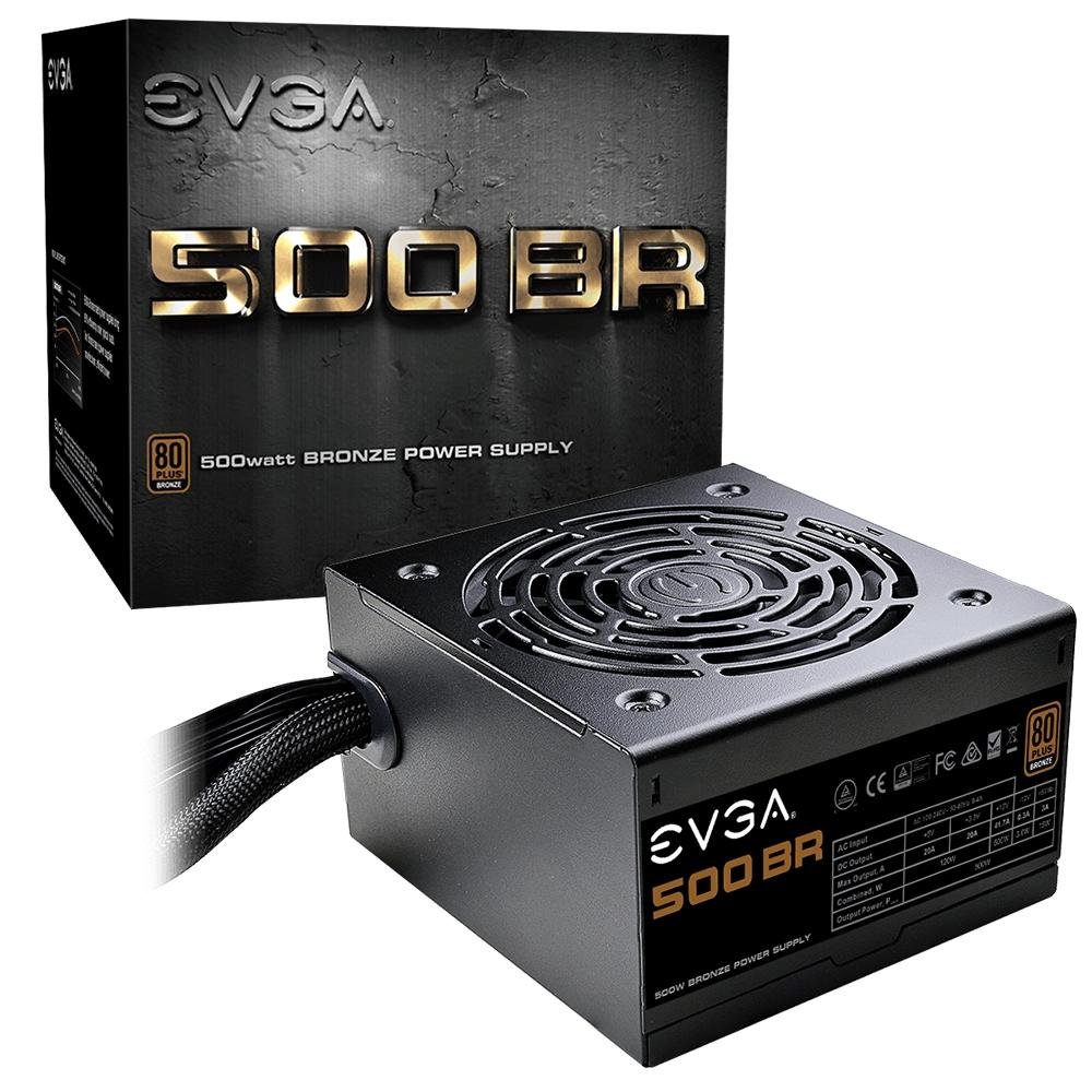 Fonte EVGA, 500W, 80 Plus Bronze, Sem Cabo, Preto - 100-BR-0500-K Fonte EVGA, 500W, 80 Plus Bronze, Sem Cabo, Preto - 100-BR-0500-K