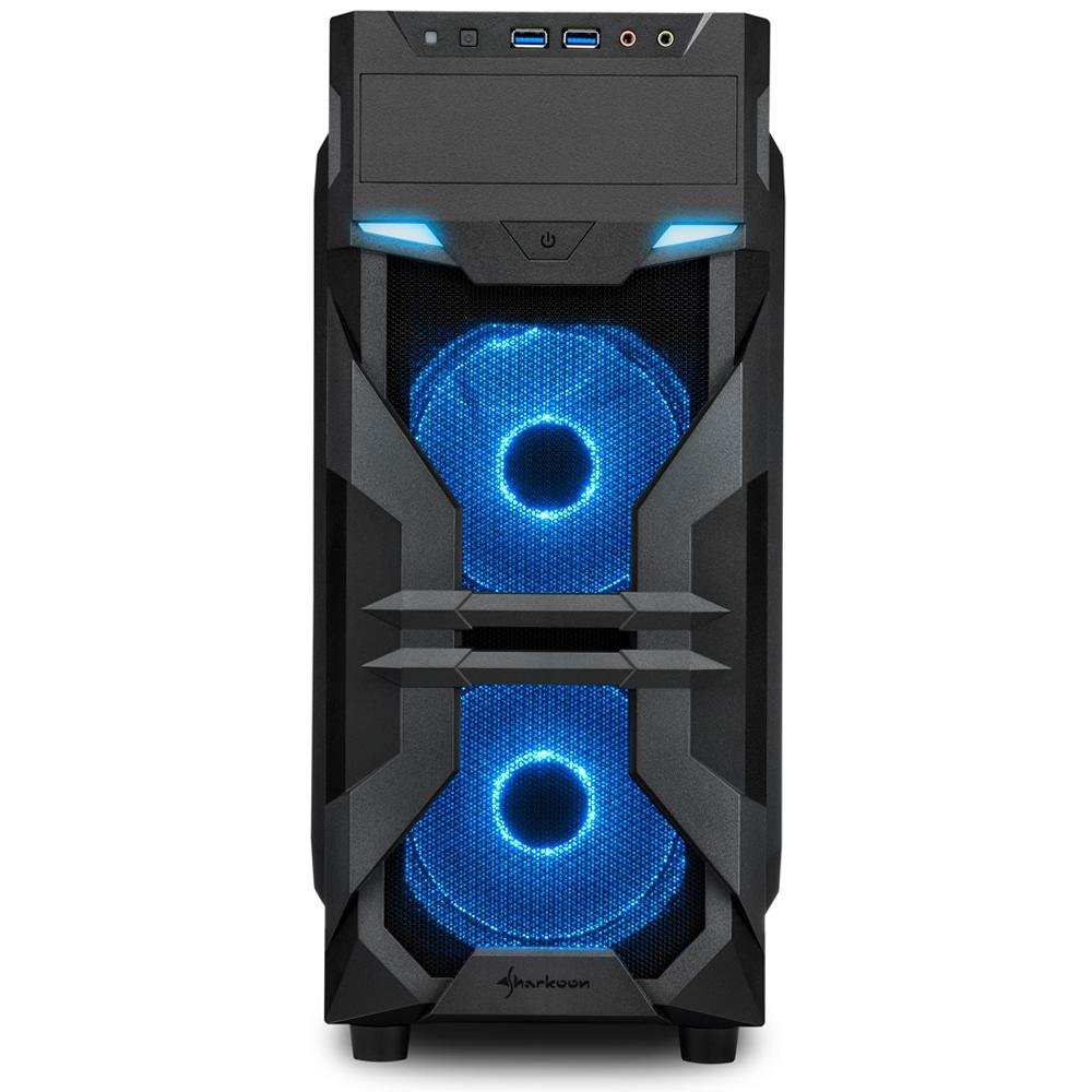 Imagem 2 de 6 do produto Gabinete Gamer Sharkoon VG7-W, Mid Tower, LED Blue, 3 Coolers, Lateral em Acrílico, Preto