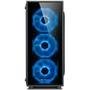 Gabinete Gamer Sharkoon TG4 Blue sem Fonte, Mid Tower, USB 3.0, 4 Fans, Preto com Lateral em Vidro