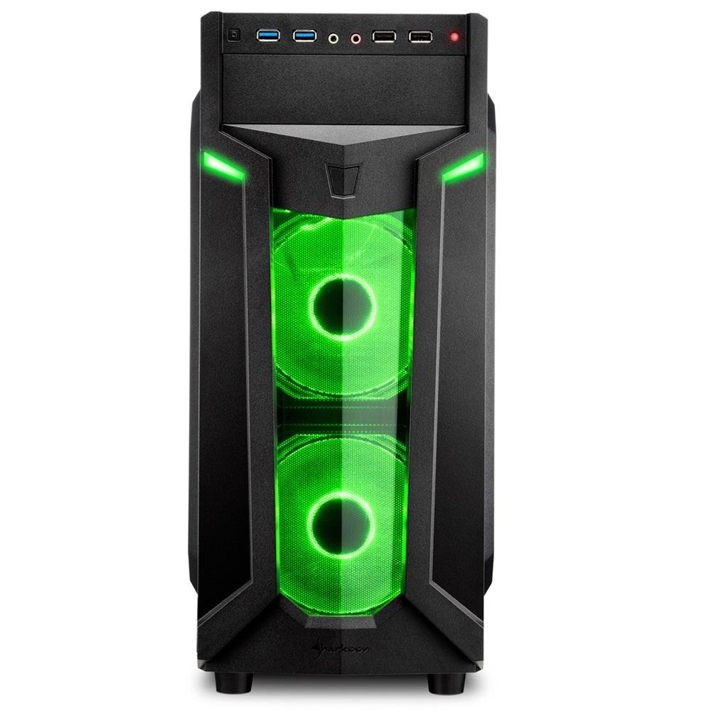 Imagem 2 de 6 do produto Gabinete Gamer Sharkoon VG6-W Verde, Mid Tower, Lateral em Acrílico, 3 Fans LED, Preto - VG6-W