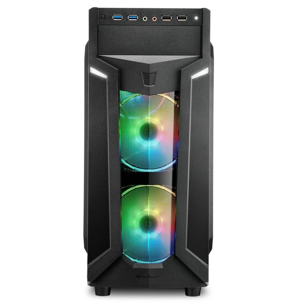 Imagem 2 de 6 do produto Gabinete Gamer Sharkoon VG6-W RGB ATX sem Fonte, USB 3.0, 3 Fans LED, Preto com Lateral em Acrílico