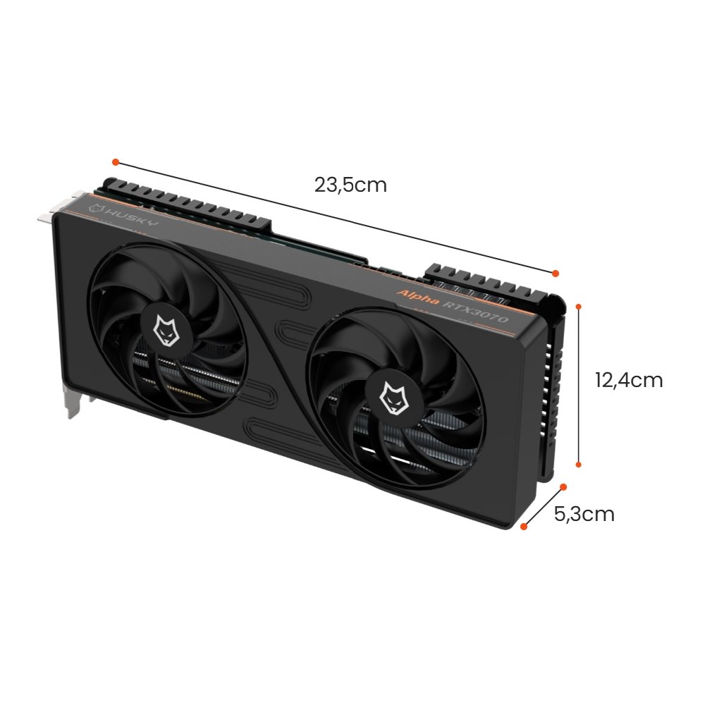 Placa de Vídeo Husky Alpha RTX 3070, NVIDIA, 8GB, GDDR6, 256-Bit, Dual Fan, HDMI, 3x DisplayPort - HVG3070 - view 2