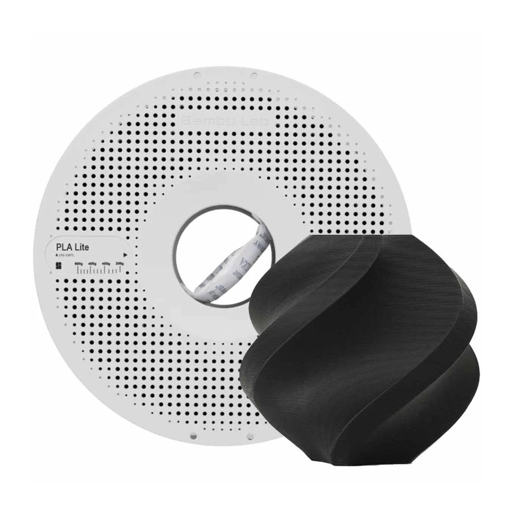 Filamento Bambu Lab para Impressora 3D  PLA LITE, Com carretel reutilizável 1,75mm, 1kg, Preto - A18-K0-1.75-1000-SPL