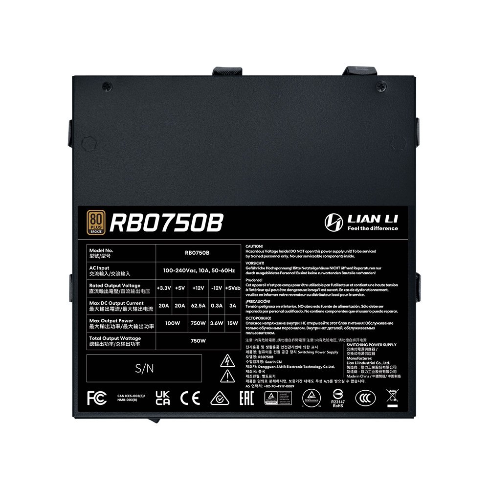Fonte Lian Li RB750B Preto 750W ATX 80 PLUS Bronze Fan 135mm com Organizadores Integrados - view 5