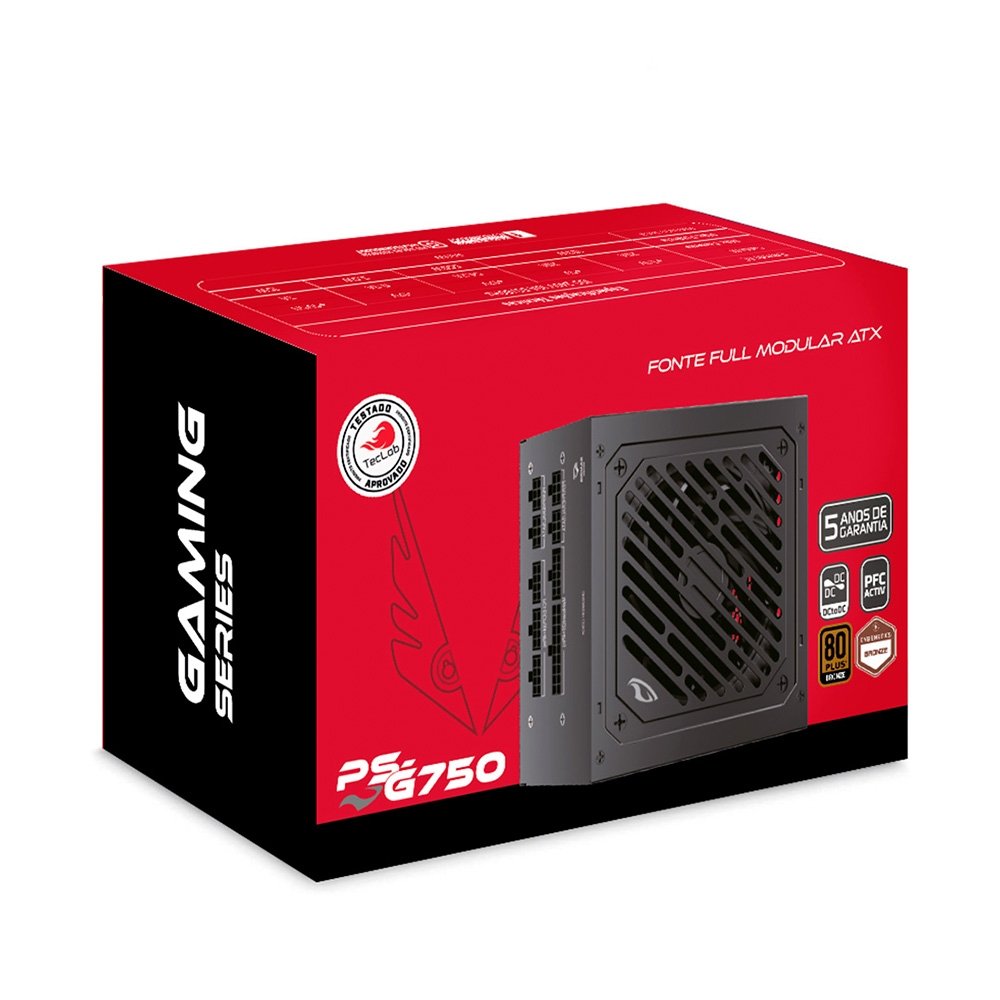 Fonte C3Tech Gaming PS-G750, 750W, Certificação Cybenetics, Teclab Edition - PS-G750 - view 4
