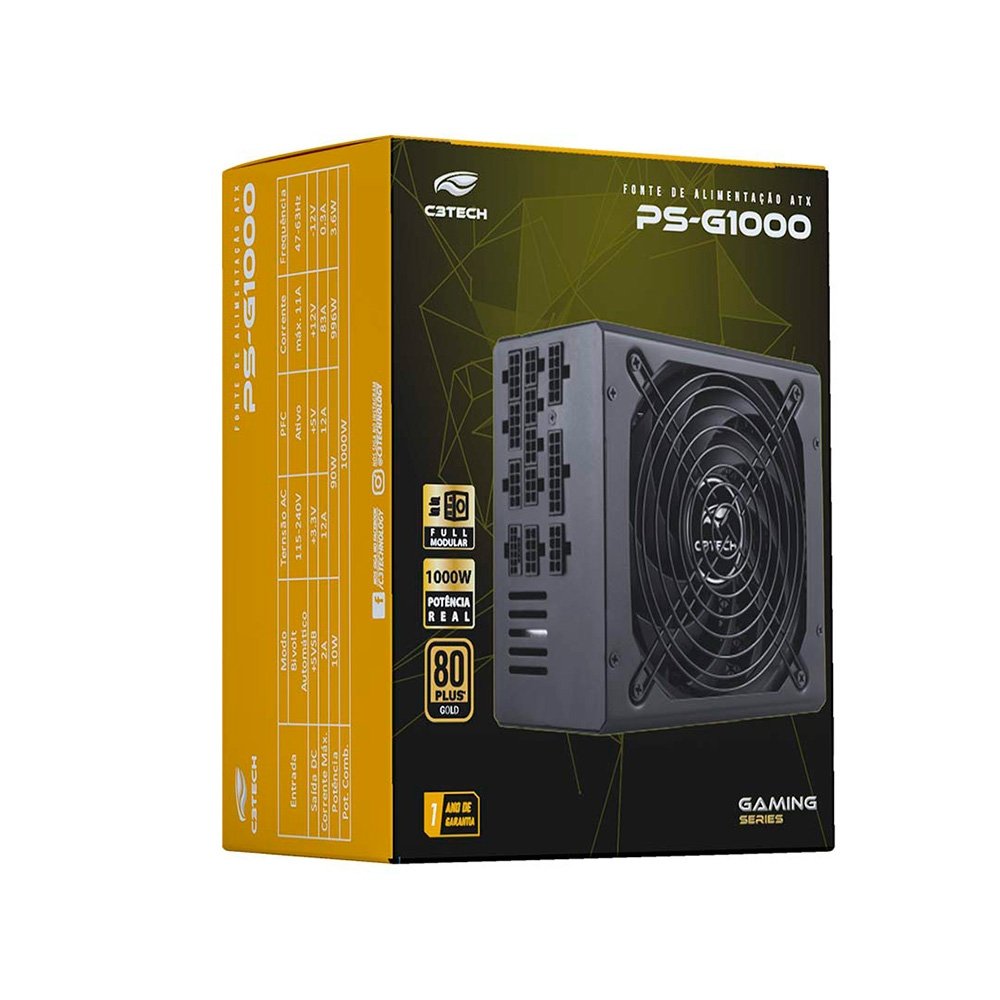 Fonte C3Tech Gaming PS-G1000, 1000W, 80 Plus Gold - PS-G1000 - view 2