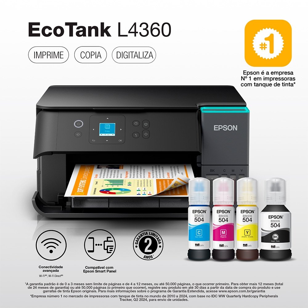 Multifuncional Epson EcoTank L4360 - Wi-Fi Direct, Frente e Verso Automático - view 4