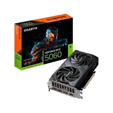  Gigabyte RTX 5060 WINDFORCE MAX OC 8GB NVIDIA GeForce, 8GB GDDR7, 128bit,  DLSS, Ray Tracing - GV-N5060WF2MAX OC-8GD