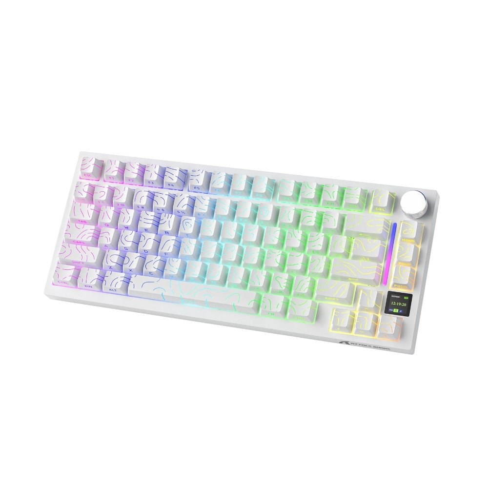 Teclado Mecânico Gamer Sem Fio Attack Shark X820 Ultra, RGB, Switch Shark, White Contour Line - X820 ULTRA  White