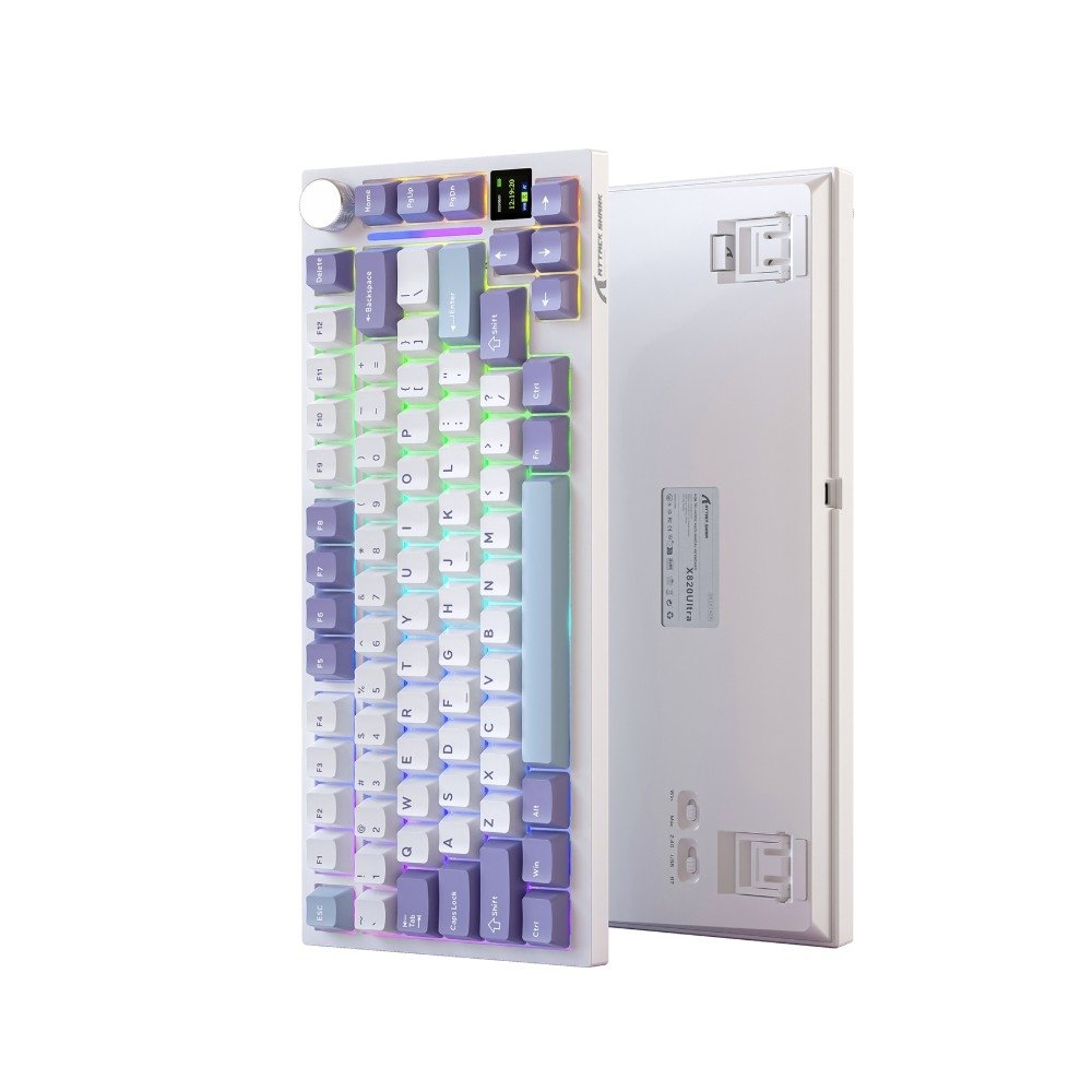 Teclado Mecânico Gamer Sem Fio Attack Shark X820 Ultra, RGB, Switch Shark, Starlight White - X820 ULTRA Starlight White