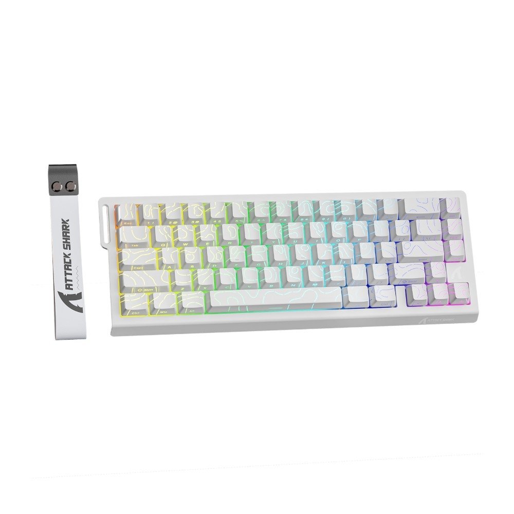 Teclado Mecânico Gamer Sem Fio Attack Shark X68 Pro HE, Magnetic Switch (Hall Effect), White Contour Line Teclado Mecânico Gamer Sem Fio Attack Shark X68 Pro HE, Magnetic Switch (Hall Effect), White Contour Line