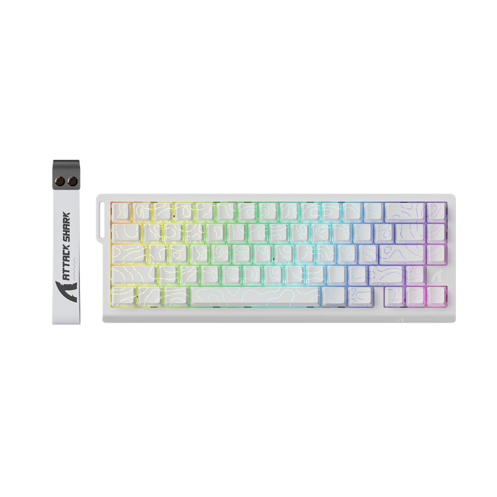 Teclado Mecânico Gamer Sem Fio Attack Shark X68 Pro HE, Magnetic Switch (Hall Effect), White Contour Line Teclado Mecânico Gamer Sem Fio Attack Shark X68 Pro HE, Magnetic Switch (Hall Effect), White Contour Line