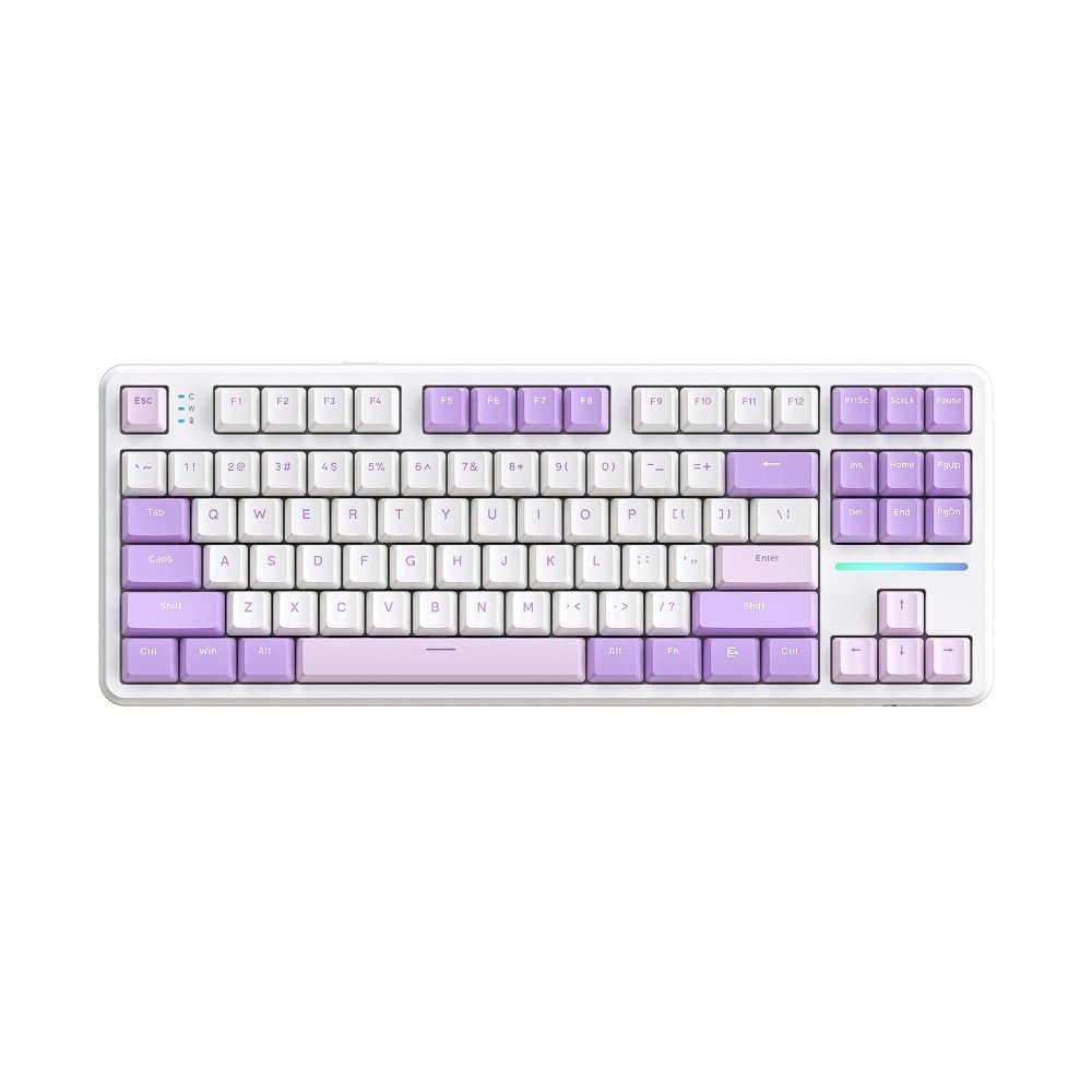 Teclado Mecânico Sem Fio Attack Shark X87, RGB, Tri-Mode Wireless Bluetooth USB-C, Twilight Purple - X87