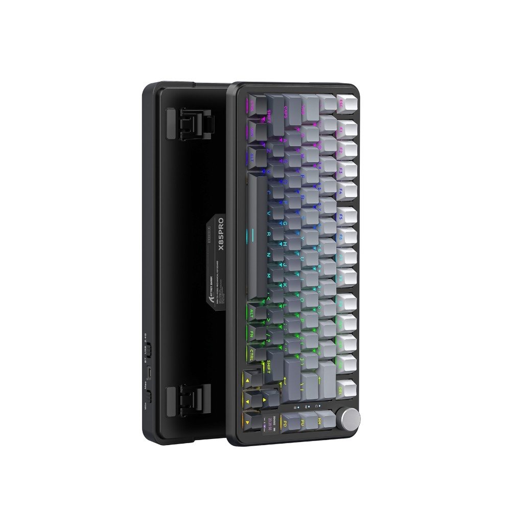Imagem 3 de 3 do produto Teclado Sem Fio Mecânico Gamer Attack Shark X85PRO, RGB, Tela Integrada, Tri-Mode Wireless Bluetooth USB-C, Moonlit Night - X85PRO