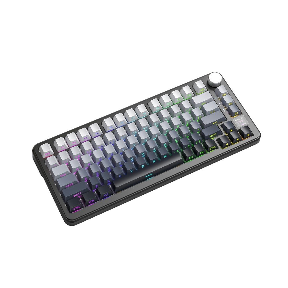 Teclado Sem Fio Mecânico Gamer Attack Shark X85PRO, RGB, Tela Integrada, Tri-Mode Wireless Bluetooth USB-C, Moonlit Night - X85PRO