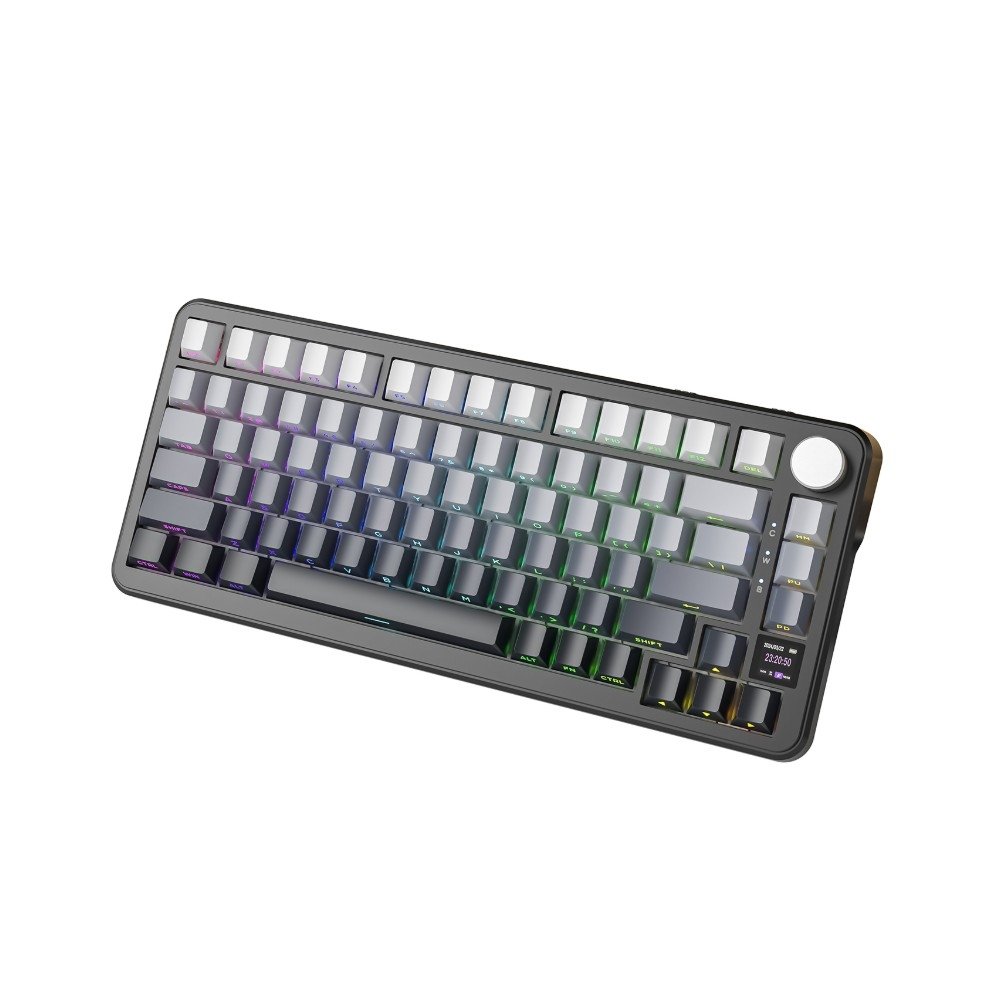 Imagem 2 de 3 do produto Teclado Sem Fio Mecânico Gamer Attack Shark X85PRO, RGB, Tela Integrada, Tri-Mode Wireless Bluetooth USB-C, Moonlit Night - X85PRO