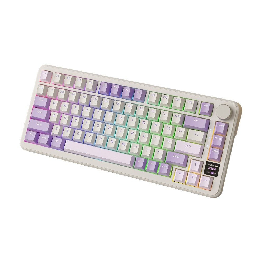Teclado Mecânico Sem Fio Attack Shark X85PRO, RGB, Tela Integrada, Tri-Mode Wireless Bluetooth USB-C, Lavender - X85PRO - view 2