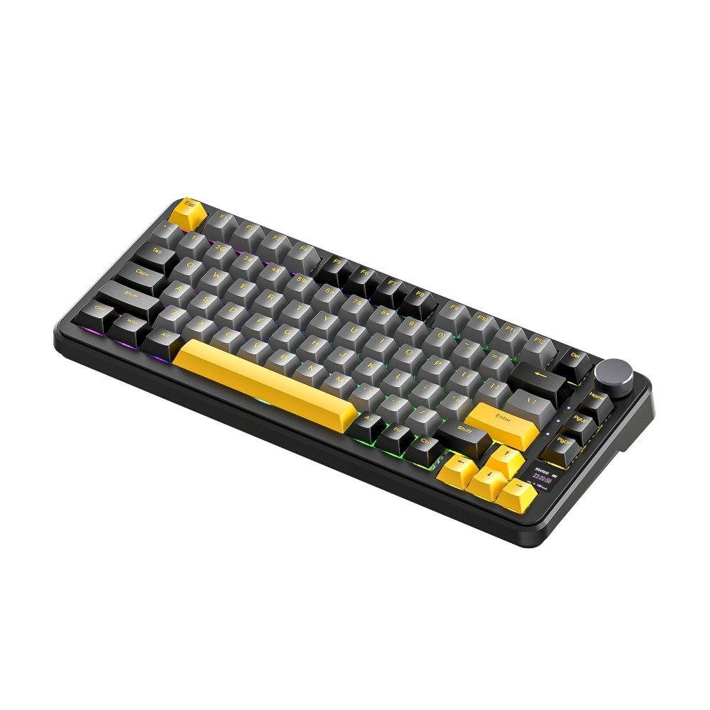 Imagem 2 de 3 do produto Teclado Sem Fio Mecânico Gamer Attack Shark X85PRO, RGB, Tela Integrada, Tri-Mode Wireless Bluetooth USB-C, Preto - X85PRO
