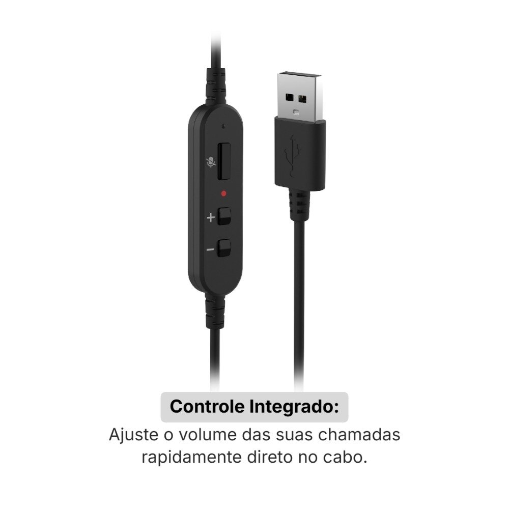 Imagem 2 de 5 do produto Headset Office Husky Vero 300, Conexão USB-A, Microfone Unidirecional, Hastes Ajustáveis, Controle de Volume, Preto - HHO300PT
