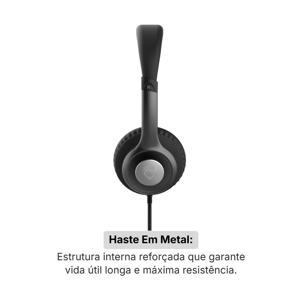 Imagem 3 de 5 do produto Headset Office Husky Vero 300, Conexão USB-A, Microfone Unidirecional, Hastes Ajustáveis, Controle de Volume, Preto - HHO300PT