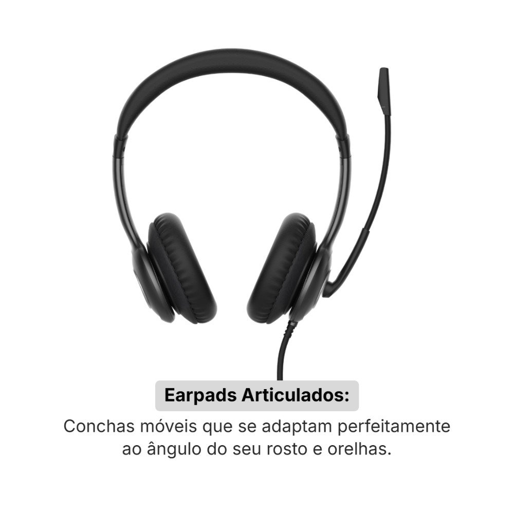 Imagem 4 de 5 do produto Headset Office Husky Vero 300, Conexão USB-A, Microfone Unidirecional, Hastes Ajustáveis, Controle de Volume, Preto - HHO300PT