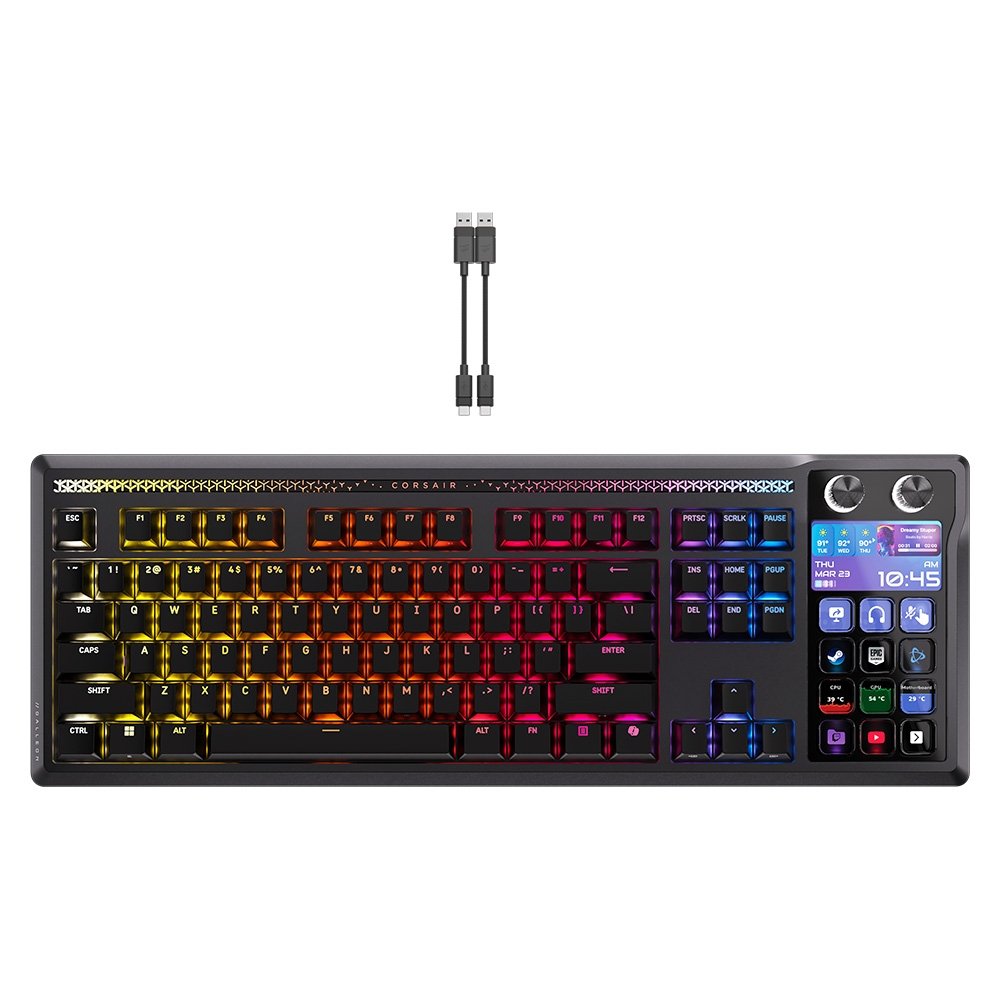 Imagem 2 de 10 do produto Teclado Mecânico Gamer Corsair Galleon 100 SD, Tela Stream Deck, RGB, Switch Corsair MLX Pulse, Preto - CH-912A31I-NA