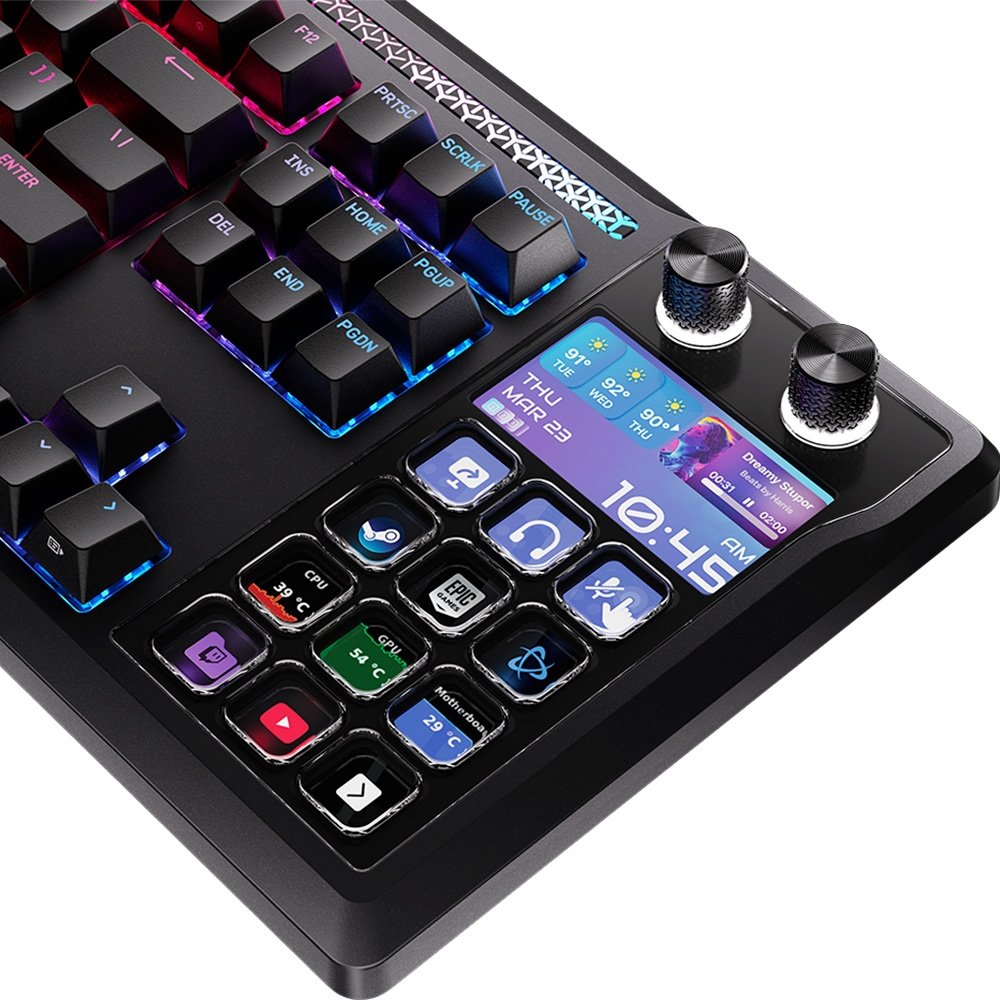 Imagem 5 de 10 do produto Teclado Mecânico Gamer Corsair Galleon 100 SD, Tela Stream Deck, RGB, Switch Corsair MLX Pulse, Preto - CH-912A31I-NA