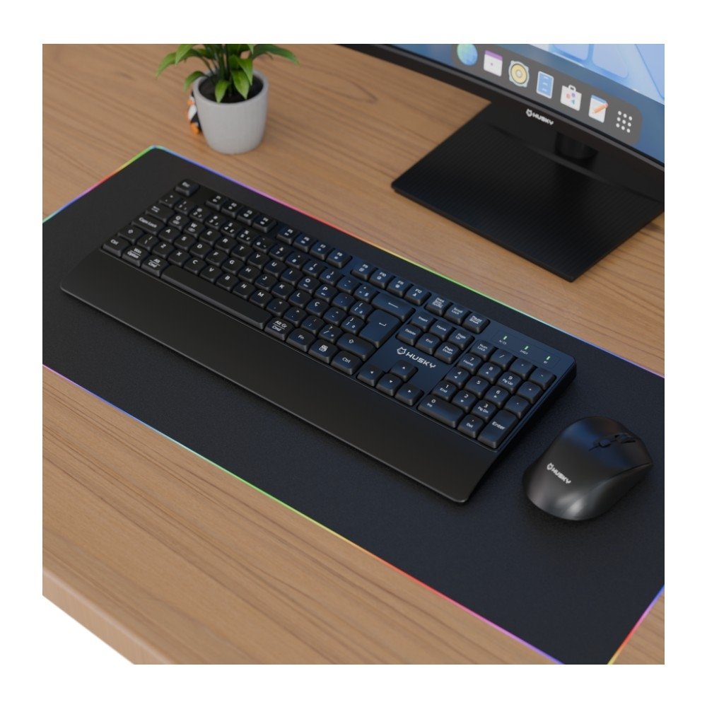 Imagem 6 de 6 do produto Kit Teclado e Mouse Sem Fio Husky Duo Optima 400, Bluetooth, 2.4GHz, Silencioso, ABNT2, Preto - HCO400PT