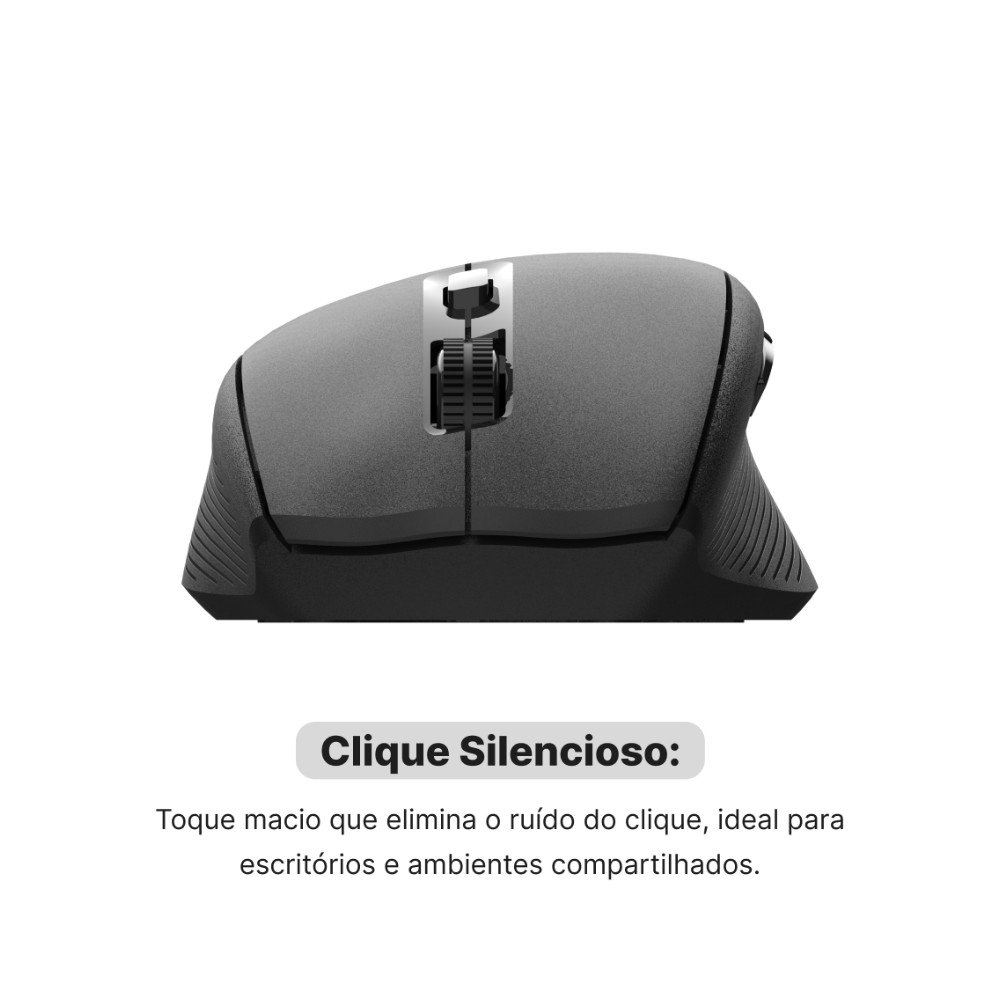 Imagem 4 de 6 do produto Mouse Office Husky Vero 200, Multiconexão (Bluetooth + 2.4GHz), Click Silencioso, 6 Botões, 1600 DPI, Preto - HMO200PT